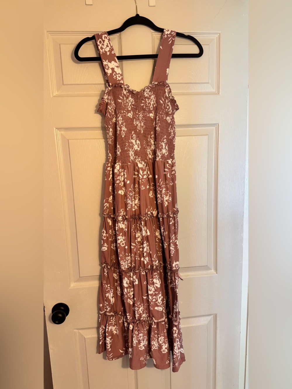 Justify Mauve Floral Smocked Tiered Maxi Dress